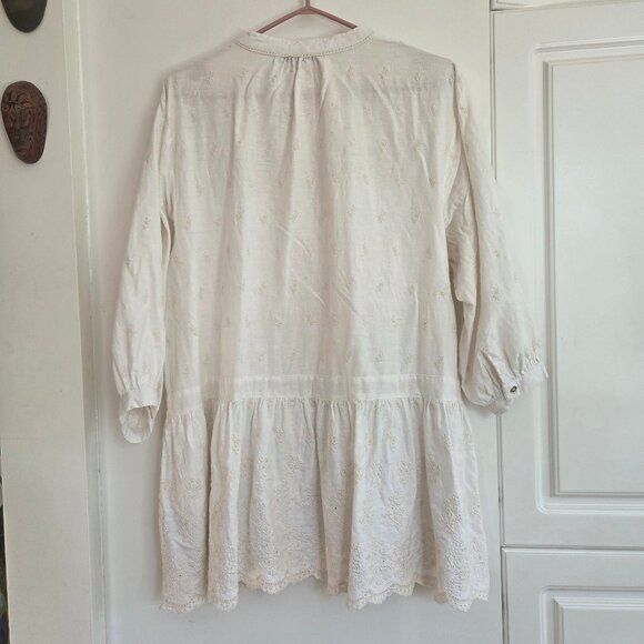 ZARA Cream Embroidered Boho Blouse/Tunic 100% cotton - Picture 11 of 13
